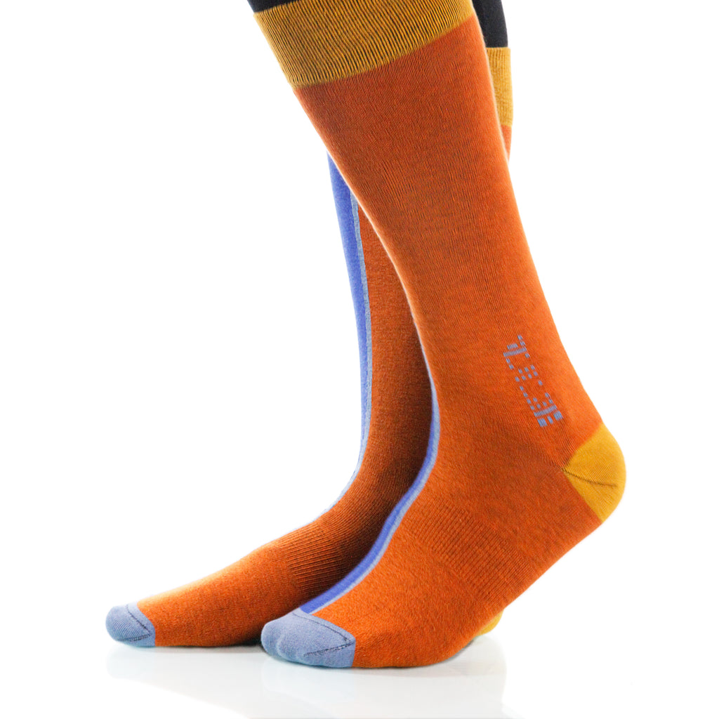Siesta Chiaroscuro Socks; Men's or Women's Supima Cotton Orange XOAB