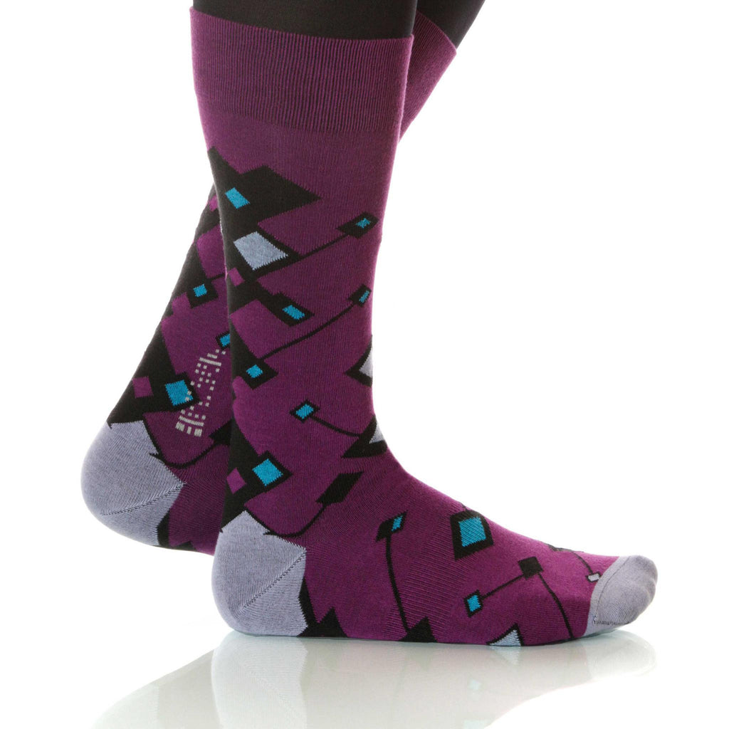 Violet Cufflink Socks; Men's or Women's Supima Cotton - Violet - XOAB