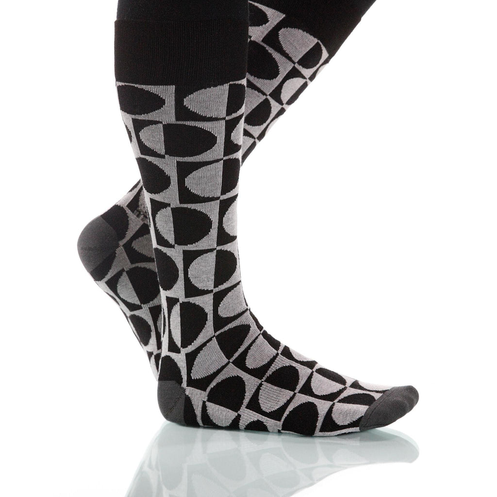Black & White Eclipse Socks; Men's or Women's Supima Cotton XOAB