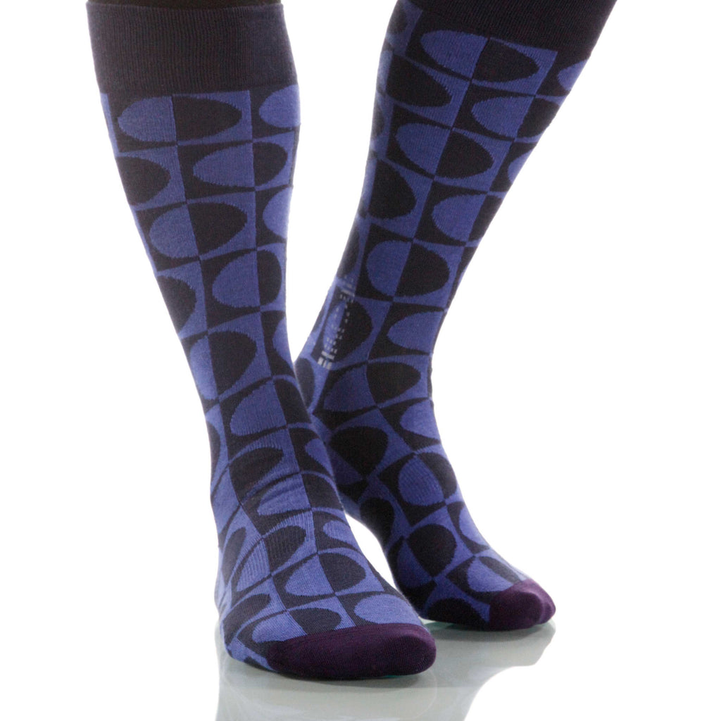 Indigo Eclipse Socks; Men's or Women's Supima Cotton Blue/Black XOAB