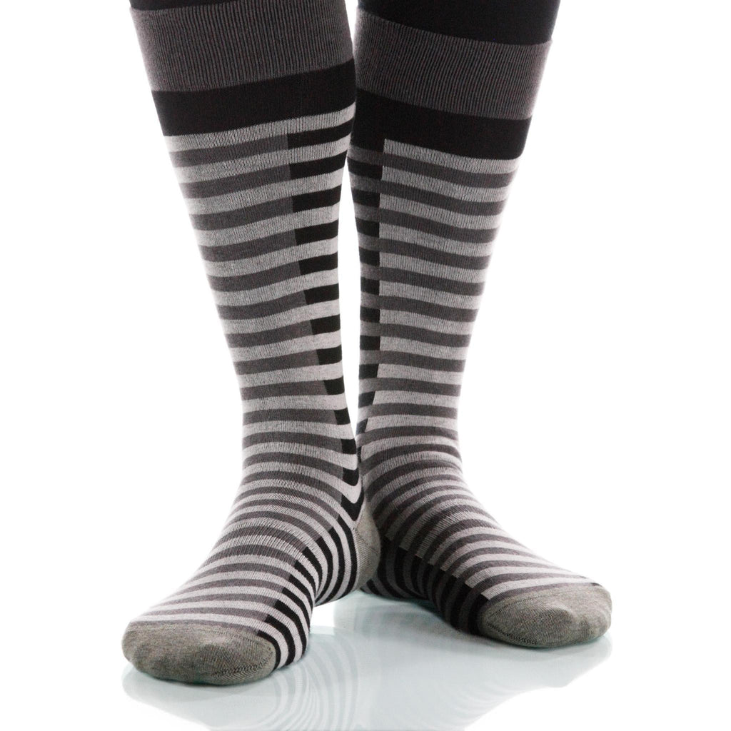 Gray Lattice Socks; Men's or Women's Supima Cotton Gray/Black XOAB