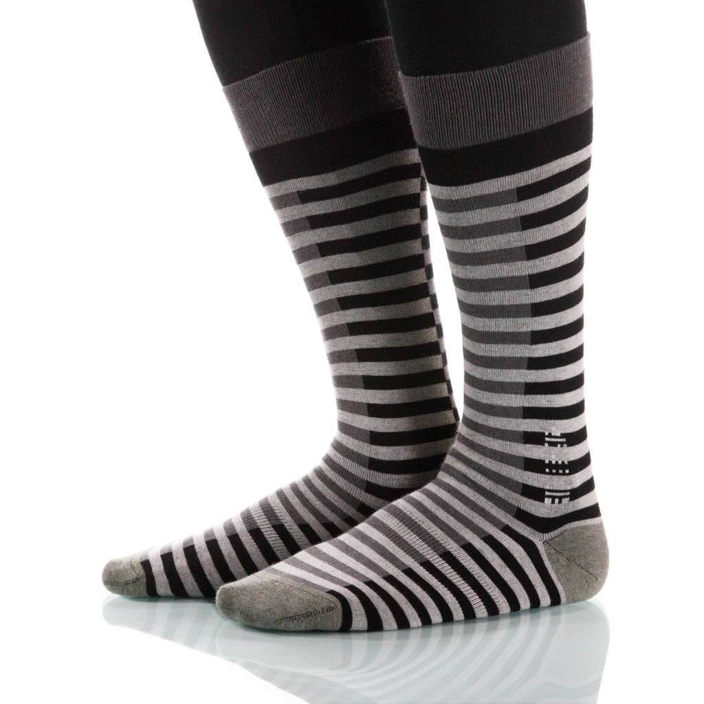 Gray Lattice Socks; Men's or Women's Supima Cotton Gray/Black XOAB