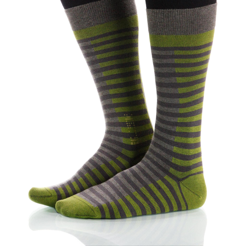 Olive Lattice Socks; Men's or Women's Supima Cotton Green/Gray XOAB