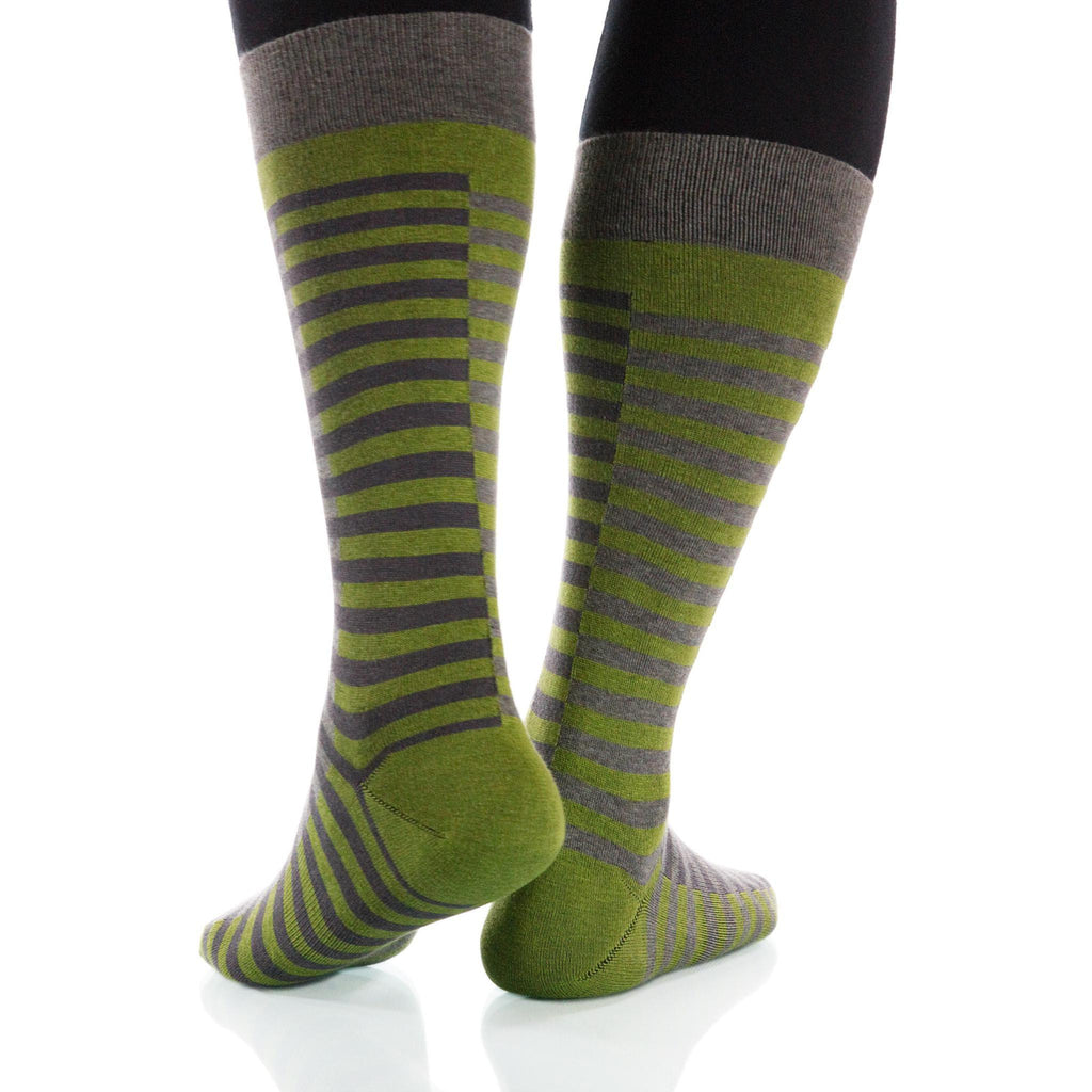 Olive Lattice Socks; Men's or Women's Supima Cotton Green/Gray XOAB