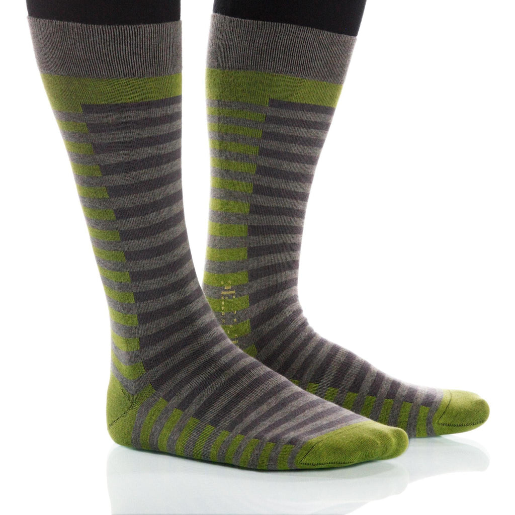 Olive Lattice Socks; Men's or Women's Supima Cotton Green/Gray XOAB