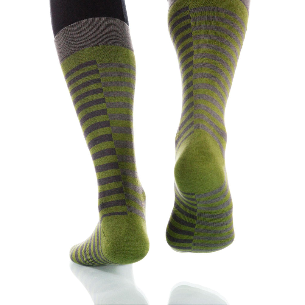 Olive Lattice Socks; Men's or Women's Supima Cotton Green/Gray XOAB