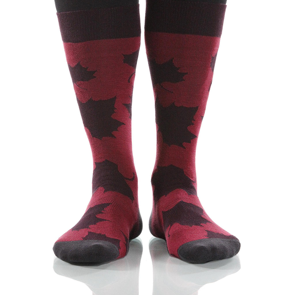 Burgundy Maple Socks; Men's or Women's Supima Cotton - Red - XOAB