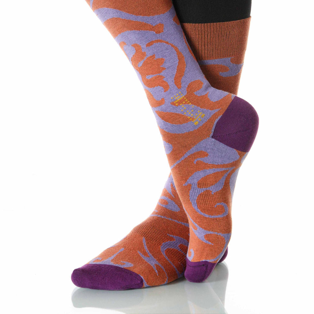 Begonia Soleil Socks; Men's or Women's Supima Cotton Orange XOAB