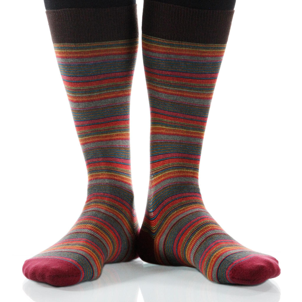 Cinnabar Strata Socks; Men's or Women's Supima Cotton Red/Orange XOAB