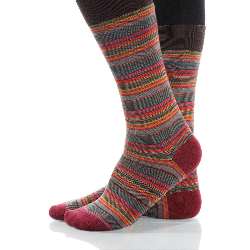 Cinnabar Strata Socks; Men's or Women's Supima Cotton Red/Orange XOAB