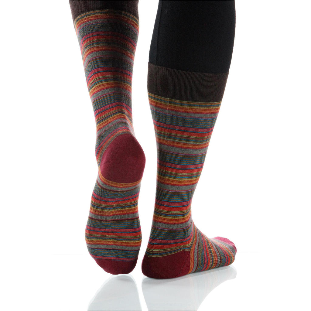 Cinnabar Strata Socks; Men's or Women's Supima Cotton Red/Orange XOAB