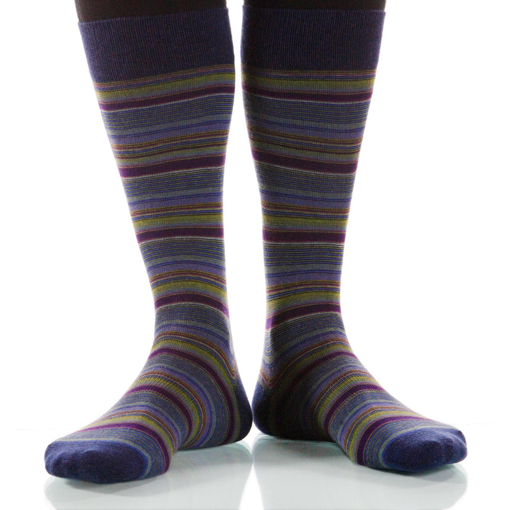 Cobalt Strata Socks; Men's or Women's Supima Cotton Blue/Violet XOAB