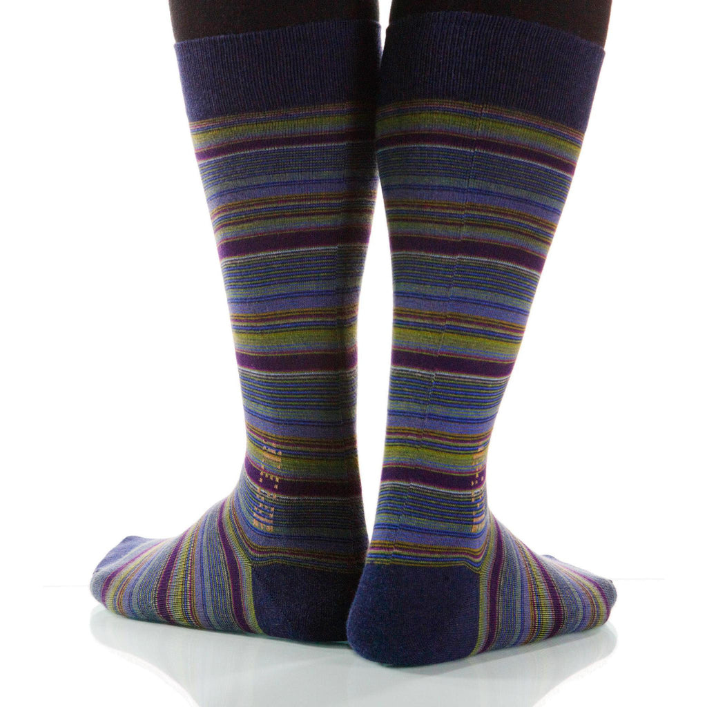 Cobalt Strata Socks; Men's or Women's Supima Cotton Blue/Violet XOAB