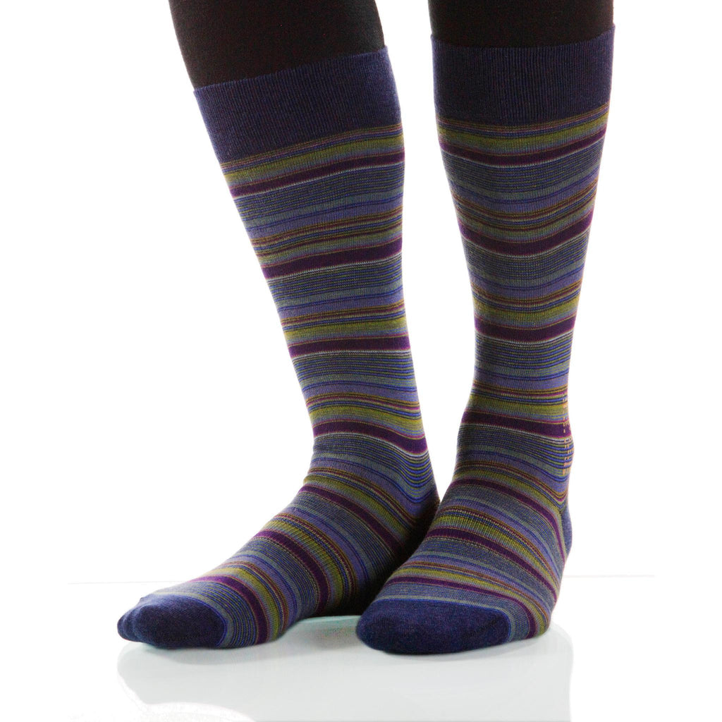 Cobalt Strata Socks; Men's or Women's Supima Cotton Blue/Violet XOAB