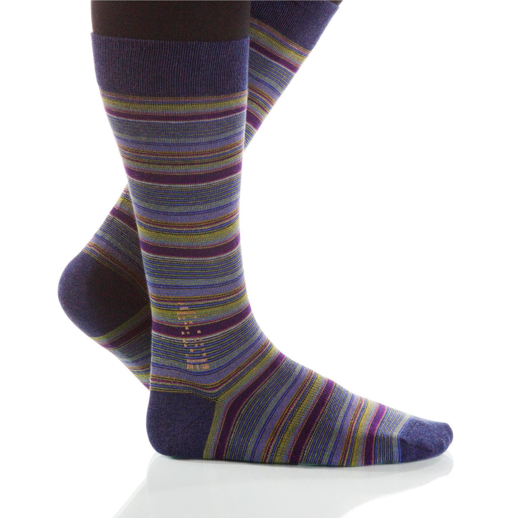 Cobalt Strata Socks; Men's or Women's Supima Cotton Blue/Violet XOAB