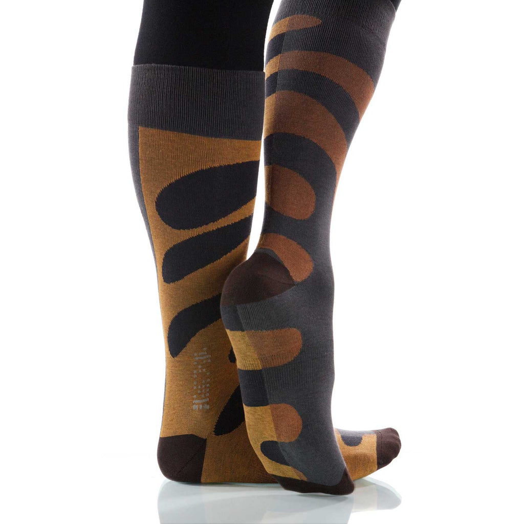 Tan Tango Socks; Men's or Women's Supima Cotton - Tan/Gray - XOAB