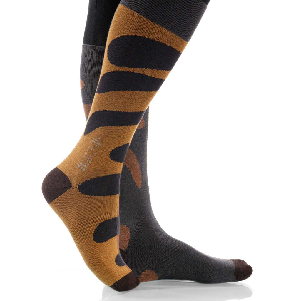 Tan Tango Socks; Men's or Women's Supima Cotton - Tan/Gray - XOAB