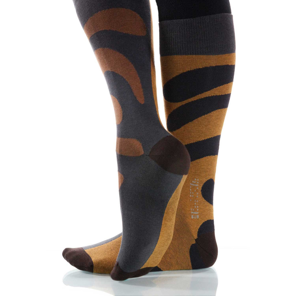 Tan Tango Socks; Men's or Women's Supima Cotton - Tan/Gray - XOAB