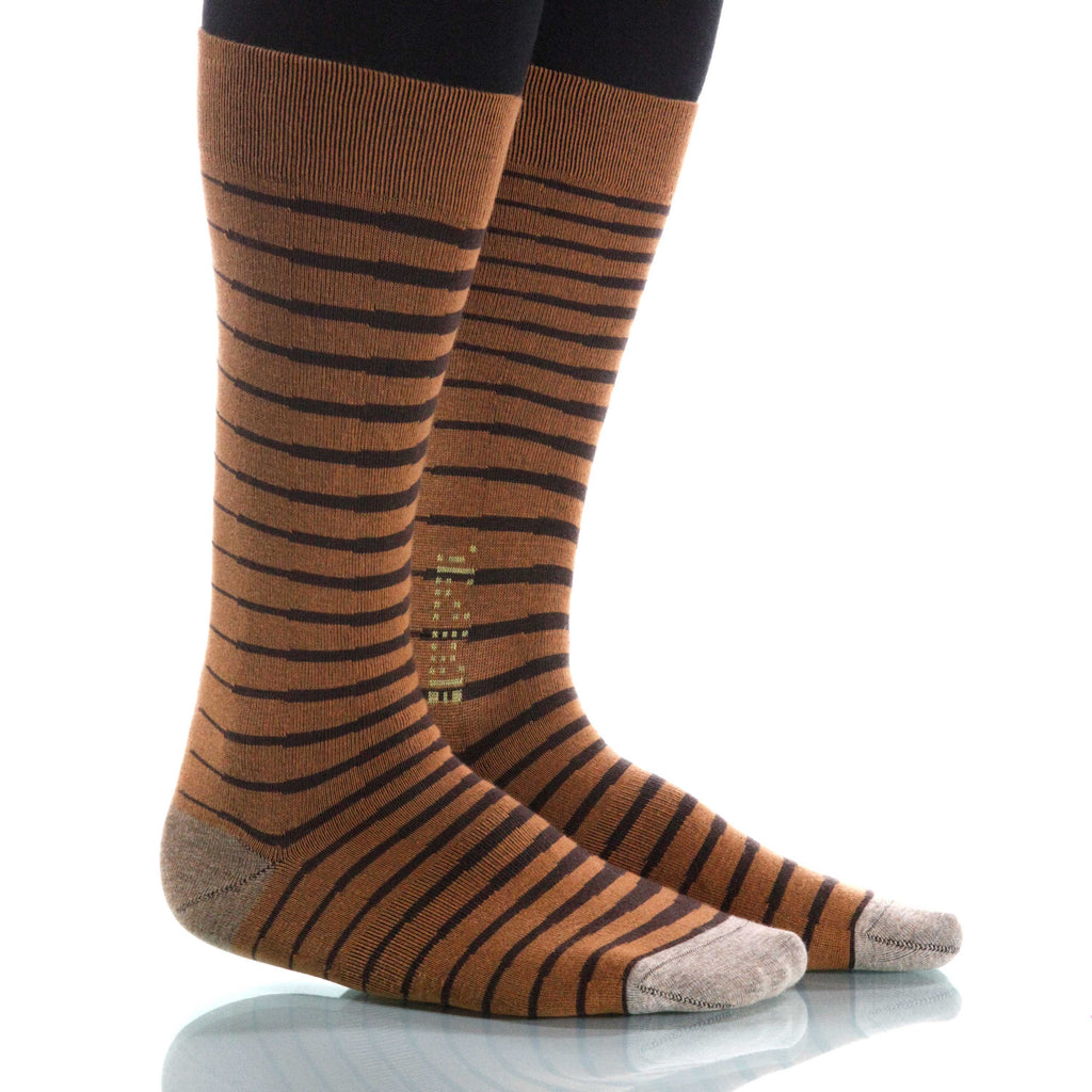Cacao Zebra Socks; Men's or Women's Supima Cotton - Tan/Brown - XOAB