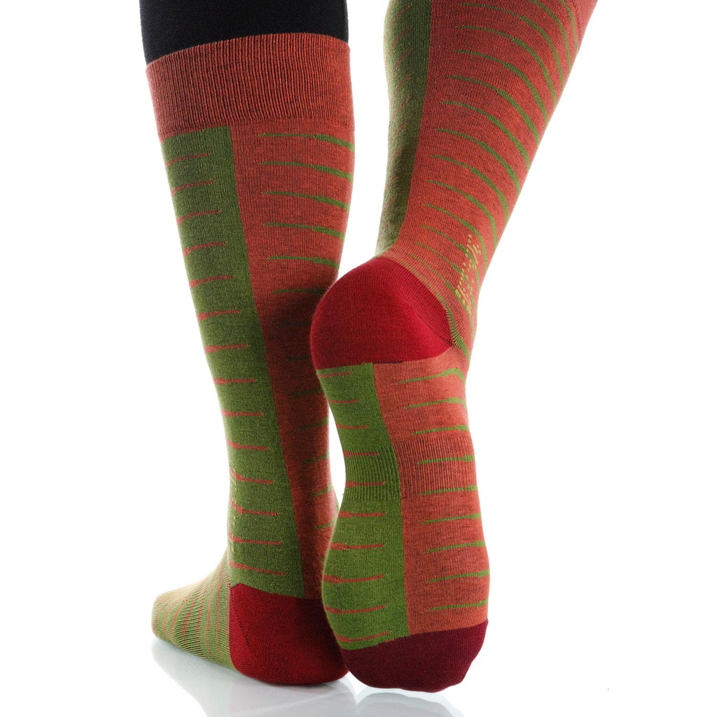 Sunset Zebra Socks; Men's or Women's Supima Cotton Orange/Green XOAB