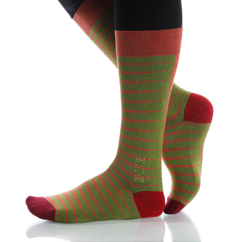 Sunset Zebra Socks; Men's or Women's Supima Cotton Orange/Green XOAB