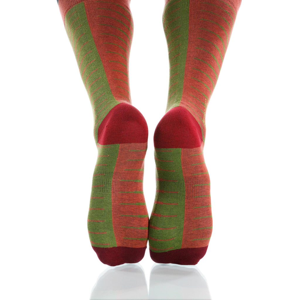 Sunset Zebra Socks; Men's or Women's Supima Cotton Orange/Green XOAB