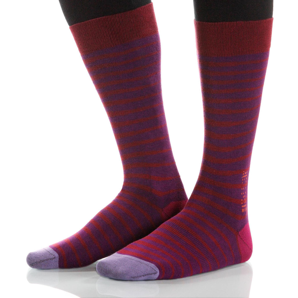 Wine Zebra Socks; Men's or Women's Supima Cotton - Red/Violet - XOAB