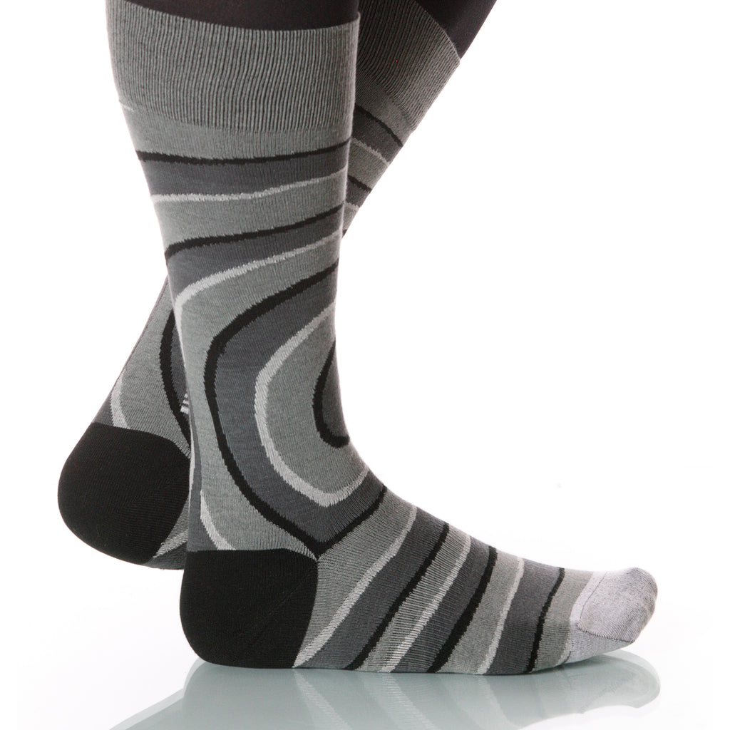 Belltower Gray Vertigo Socks; Men's or Women's Supima Cotton Gray XOAB