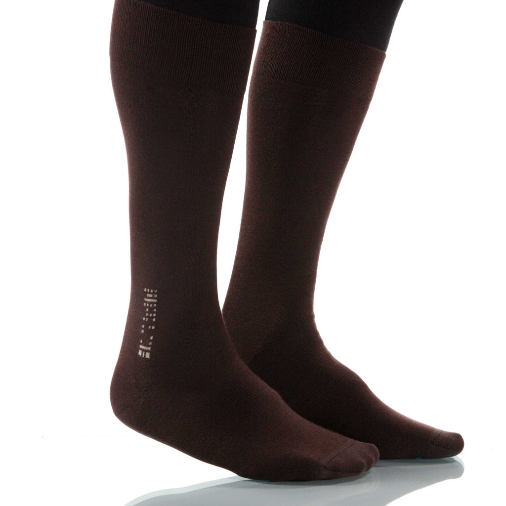 Cacao Solid Socks; Men's or Women's Merino Wool - Brown - XOAB
