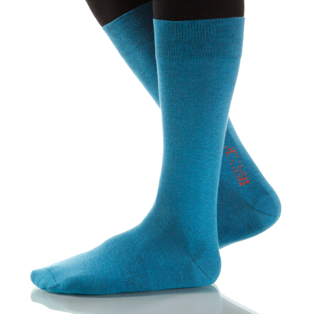 Caribbean Solid Socks; Men's or Women's Supima Cotton - Blue - XOAB