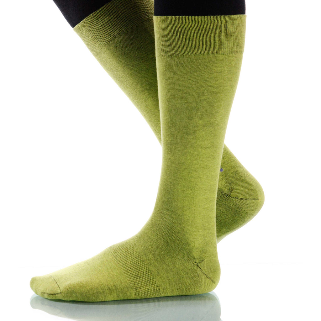 Lime Solid Socks; Men's or Women's Supima Cotton - Green - XOAB