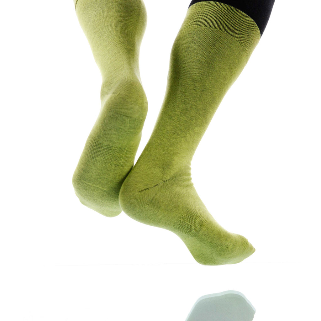 Lime Solid Socks; Men's or Women's Supima Cotton - Green - XOAB