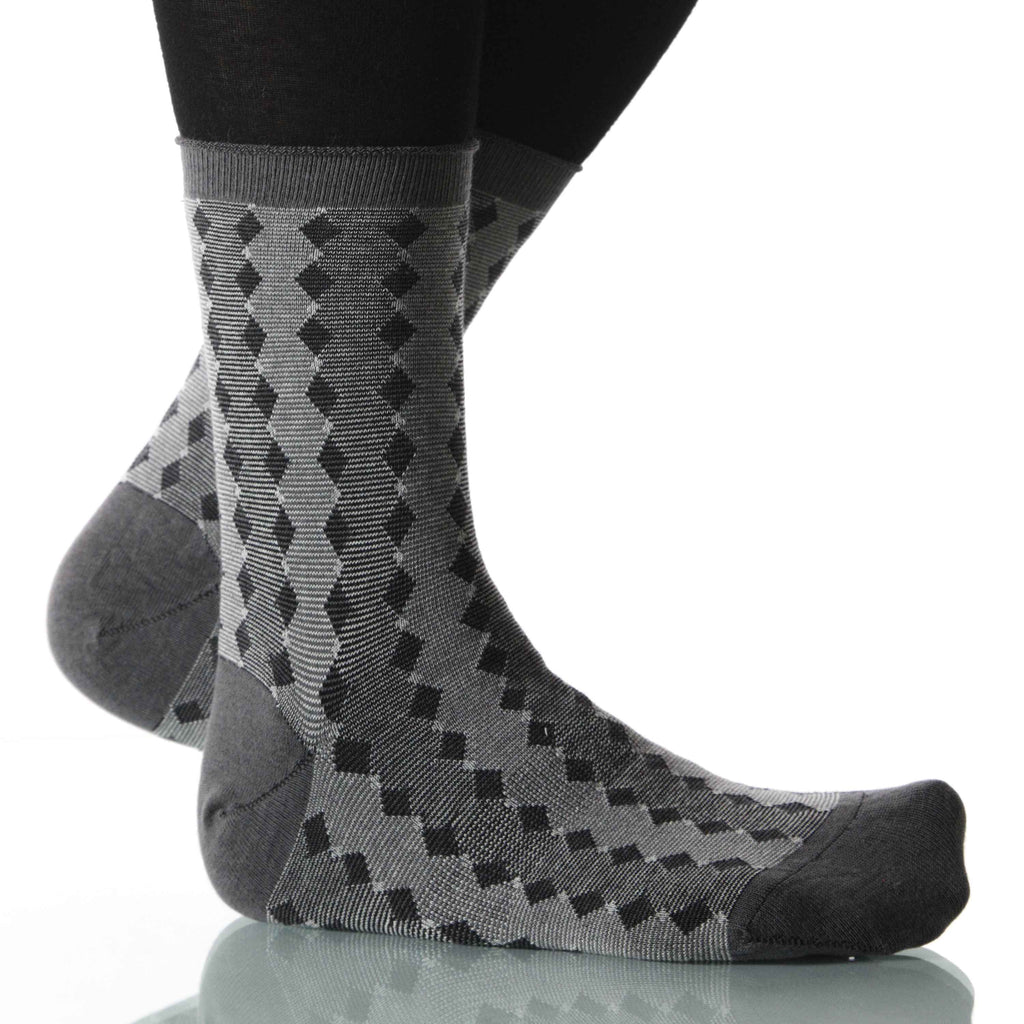 Gray Diamond Stripe - Ankle Height