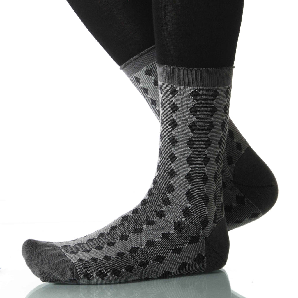 Gray Diamond Stripe - Ankle Height