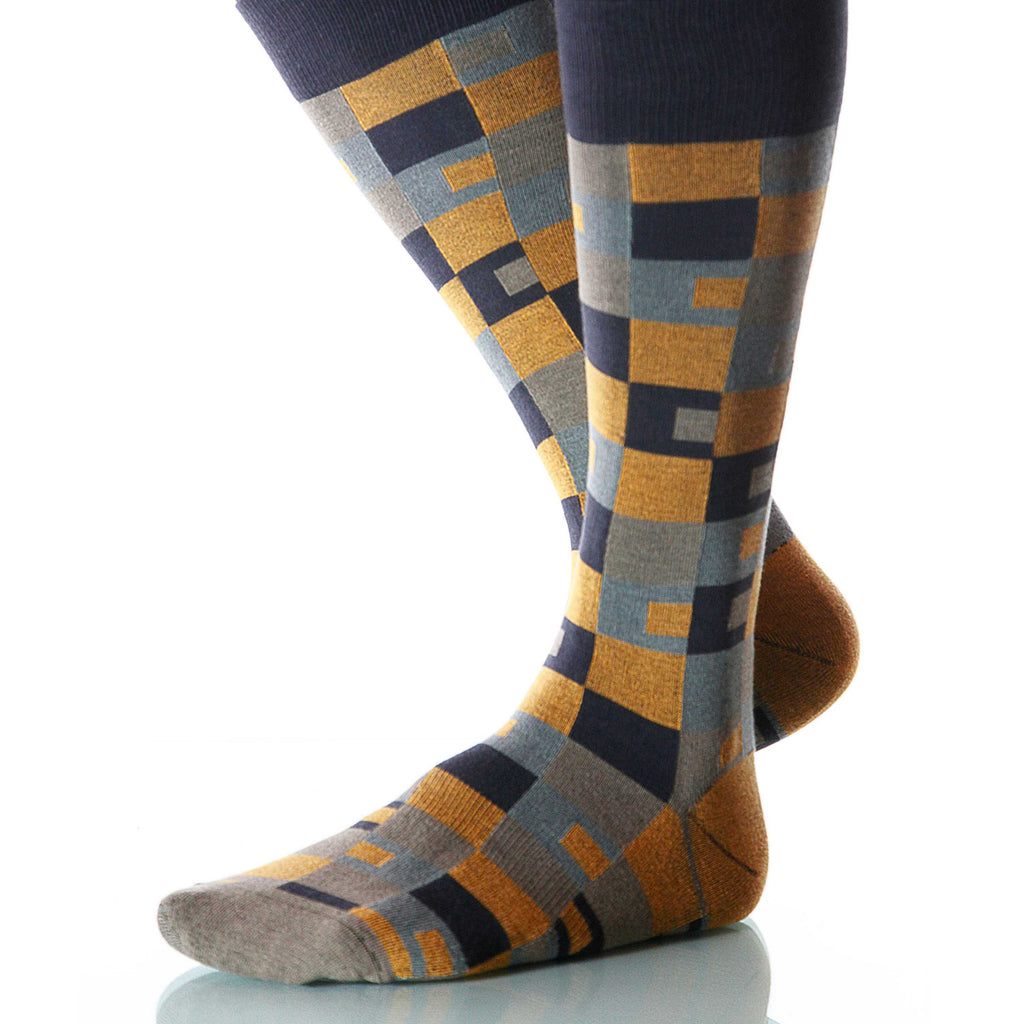 Sienna Taos Socks; Men's or Women's Merino Wool Yellow/Black/Gray XOAB