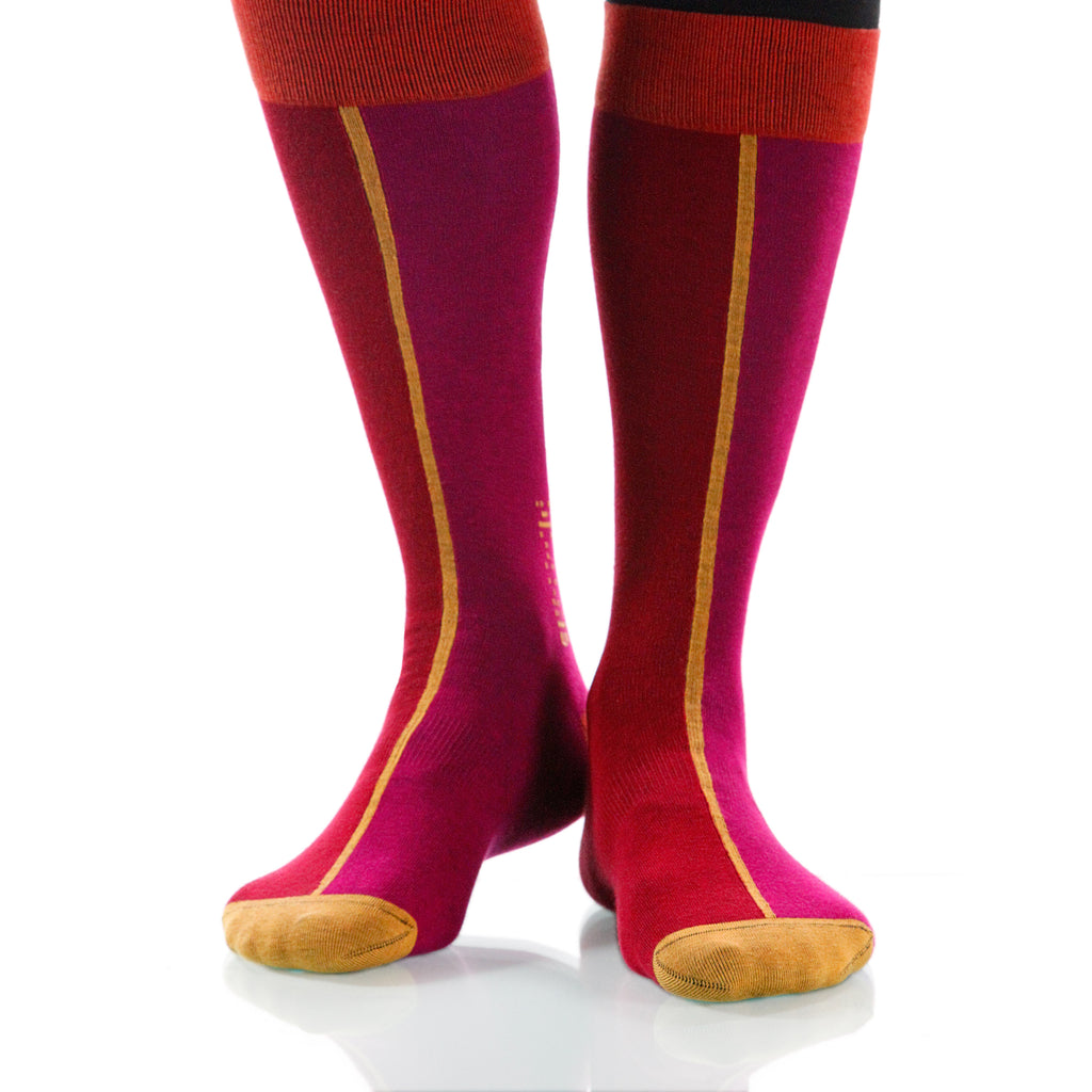 Rose Chiaroscuro Socks; Men's or Women's Supima Cotton Red/Pink XOAB