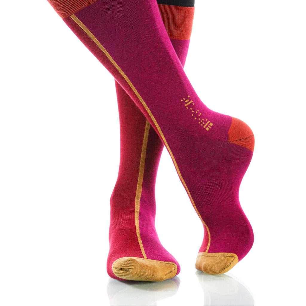 Rose Chiaroscuro Socks; Men's or Women's Supima Cotton Red/Pink XOAB