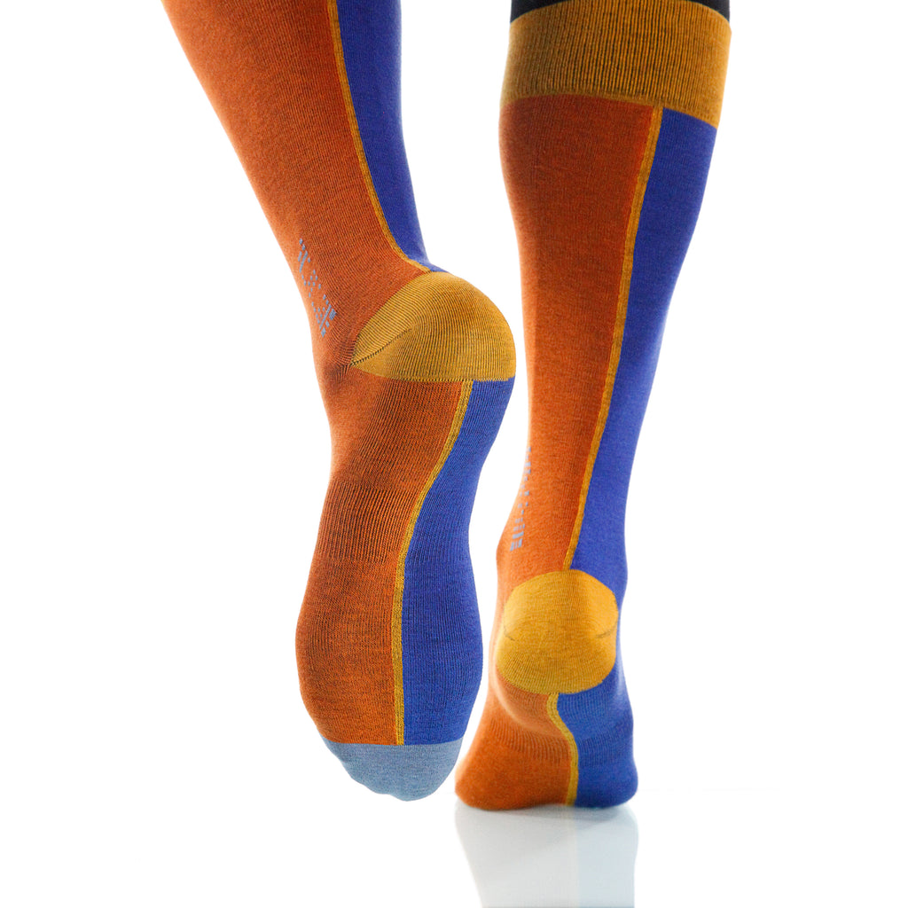 Siesta Chiaroscuro Socks; Men's or Women's Supima Cotton Orange XOAB