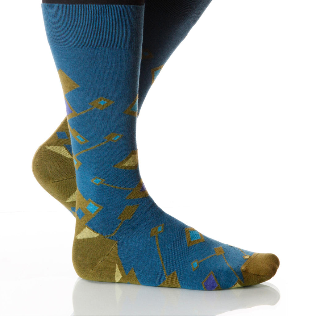 Aqua Cufflink Socks; Men's or Women's Supima Cotton Blue/Green XOAB