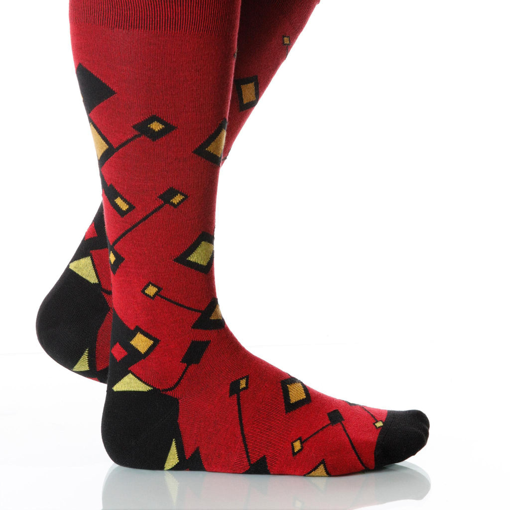 Red Cufflink Socks; Men's or Women's Supima Cotton - Red - XOAB