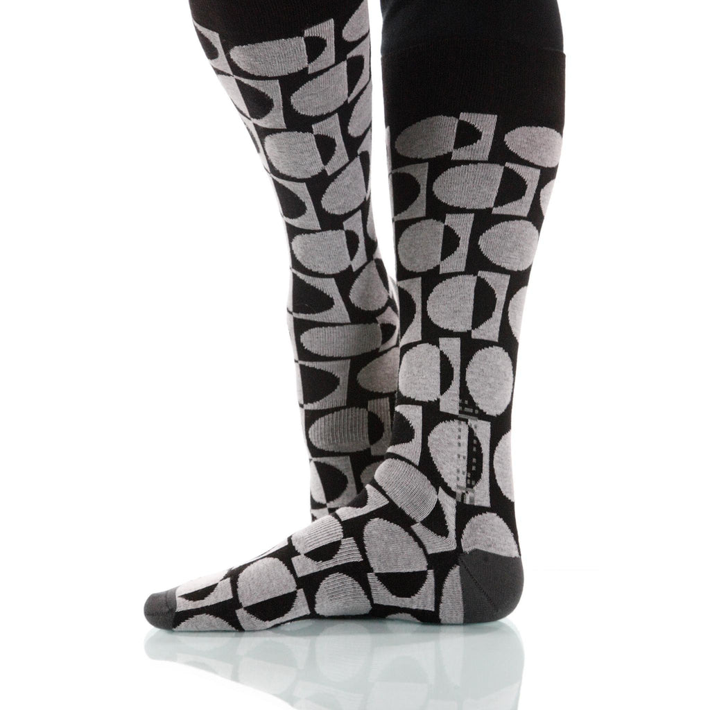 Black & White Eclipse Socks; Men's or Women's Supima Cotton XOAB