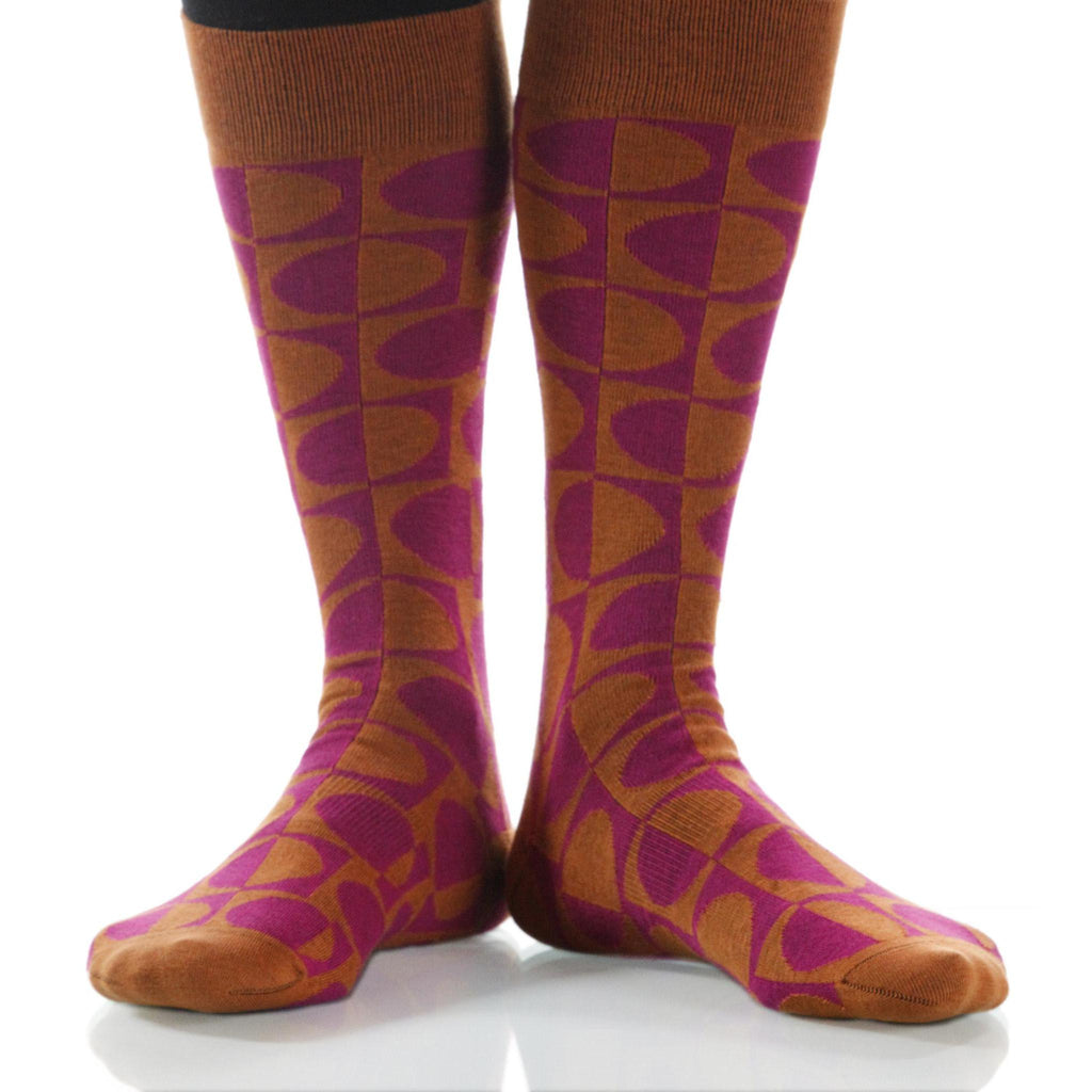 Rose Eclipse Socks; Men's or Women's Supima Cotton Orange/Violet XOAB