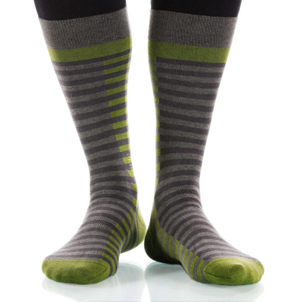 Olive Lattice Socks; Men's or Women's Supima Cotton Green/Gray XOAB