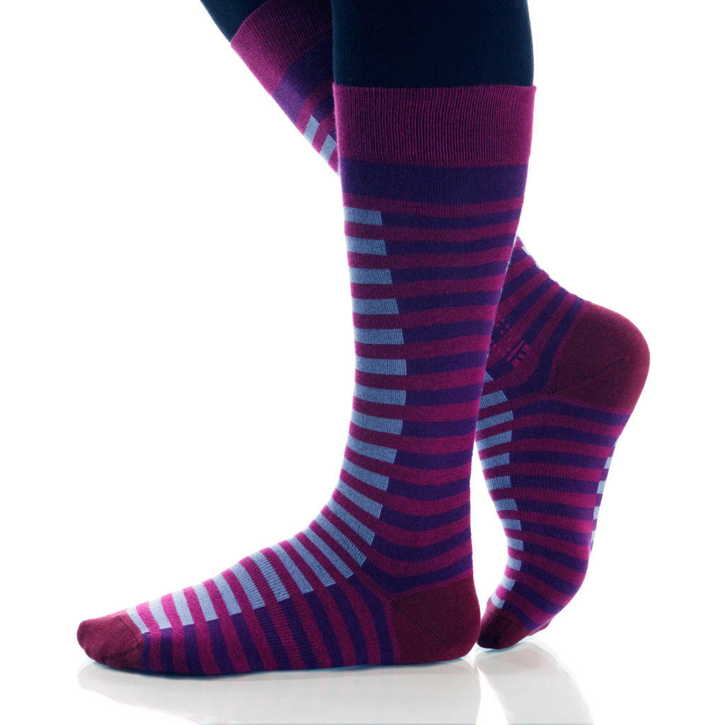 Violet Lattice Socks; Men's or Women's Supima Cotton Violet/Blue XOAB