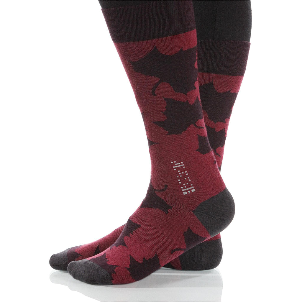 Burgundy Maple Socks; Men's or Women's Supima Cotton - Red - XOAB