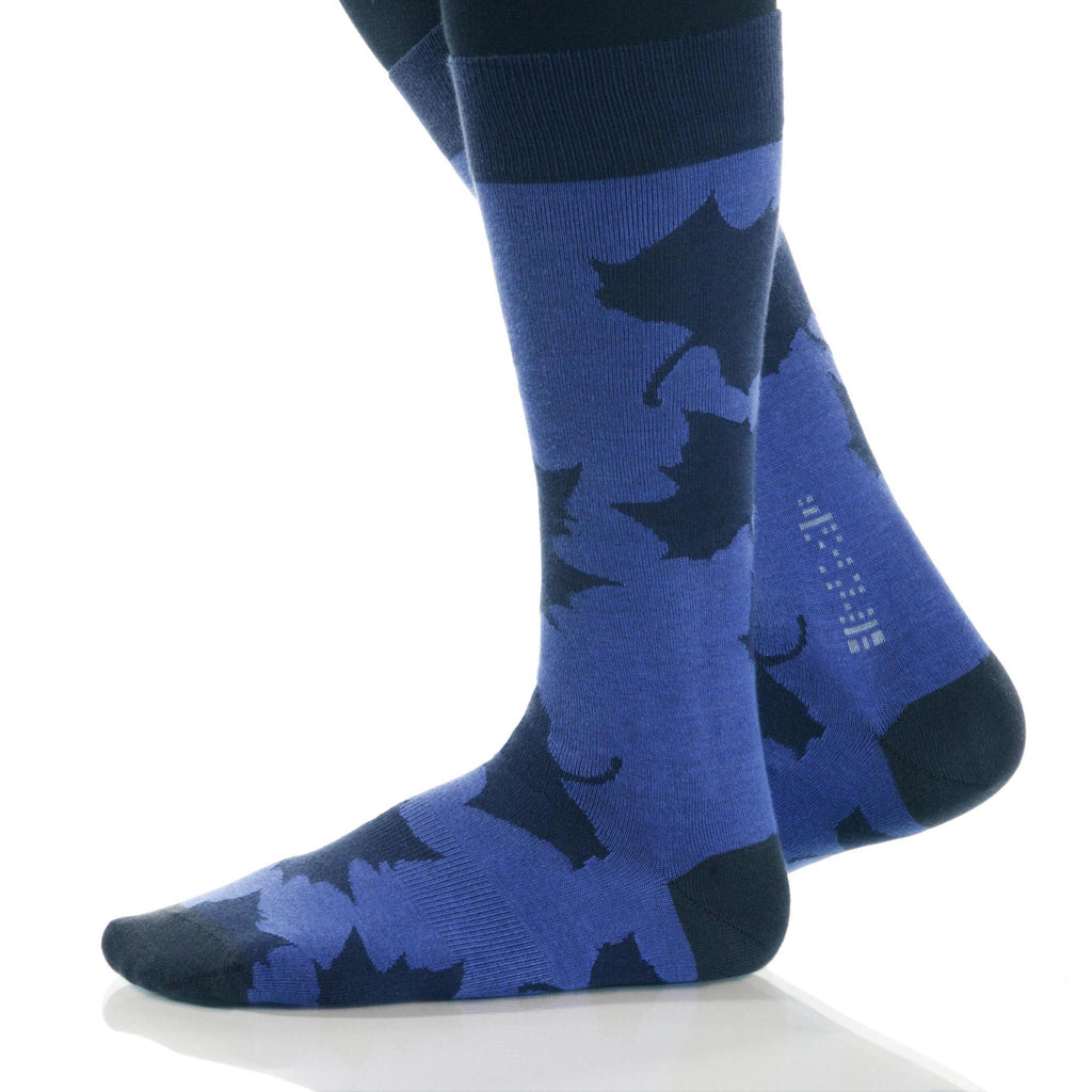 Cobalt Maple Socks; Men's or Women's Supima Cotton - Blue - XOAB