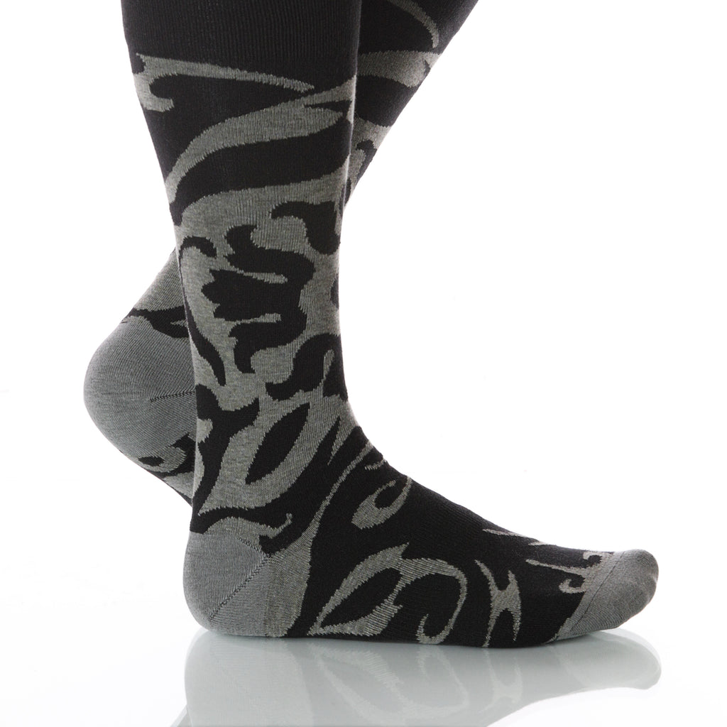 Smoke Soleil Socks; Men's or Women's Supima Cotton - Gray/Black - XOAB