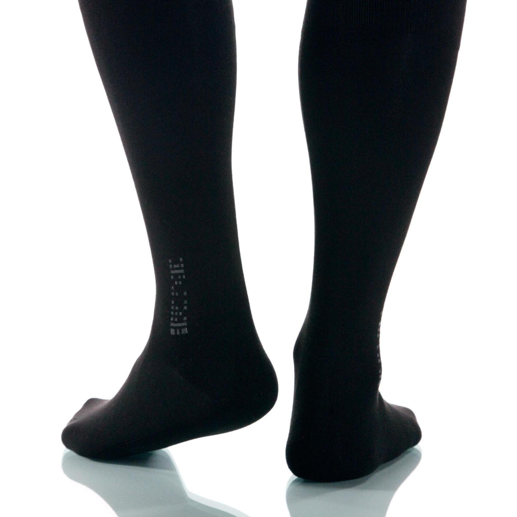 Black Solid Socks; Men's or Women's Merino Wool - Black - XOAB