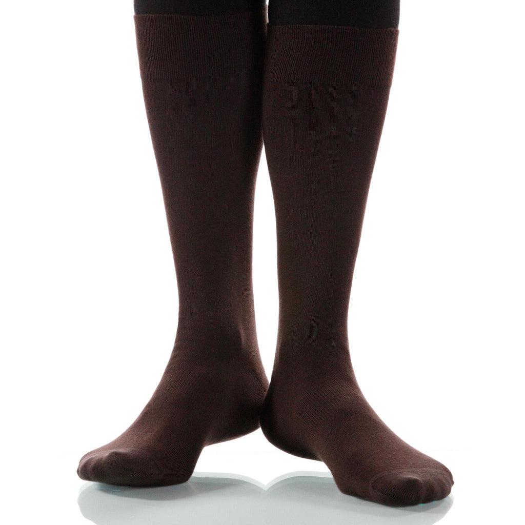 Cacao Solid Socks; Men's or Women's Merino Wool - Brown - XOAB