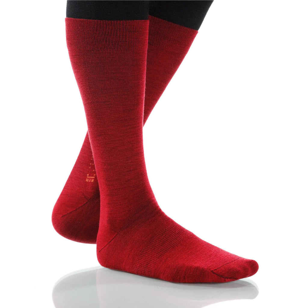 Scarlet Solid Socks; Men's or Women's Merino Wool - Red - XOAB